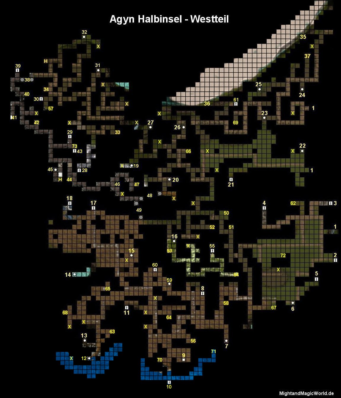 Map der Agyn Halbinsel - Westteil