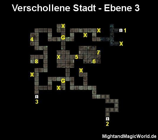 Map der 3. Ebene der Verschollenen Stadt